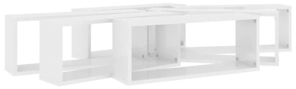 Ράφια Κύβοι Τοίχου 6 τεμ. Γυαλ. Λευκό 60x15x23 εκ. Μοριοσανίδα - Λευκό