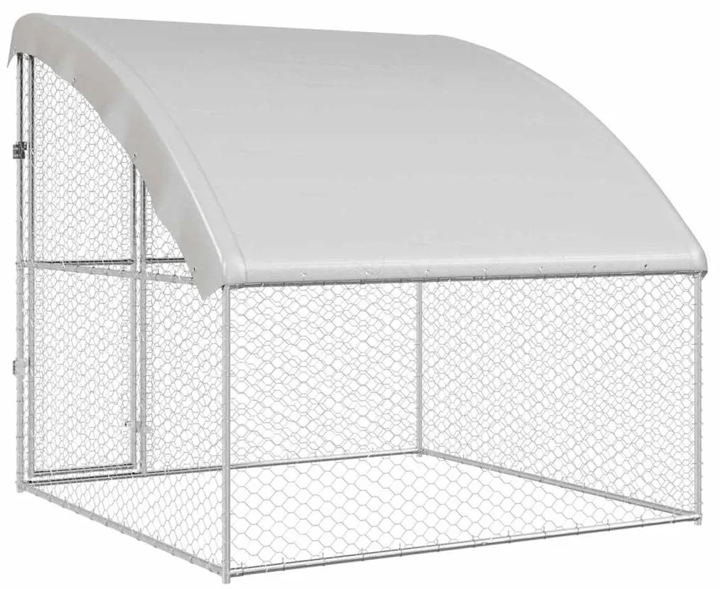 vidaXL Κλουβί Σκύλου με αποθήκευση Ασημί 2 x 2 x 2 m Ατσάλι