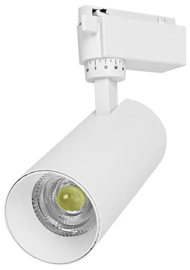 Globostar S-40016 Μονοφασικό Bridgelux COB LED Λευκό Φωτιστικό Σποτ Ράγας 20W 230V 2600lm 30° Ψυχρό Λευκό 6000k - S-40016