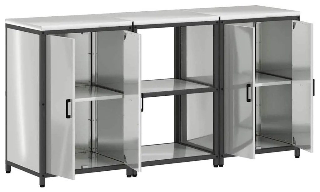 vidaXL Σετ Αποθήκευσης Κουζίνας 3 pcs Ασημί Επικαλυμμένος Χάλυβας