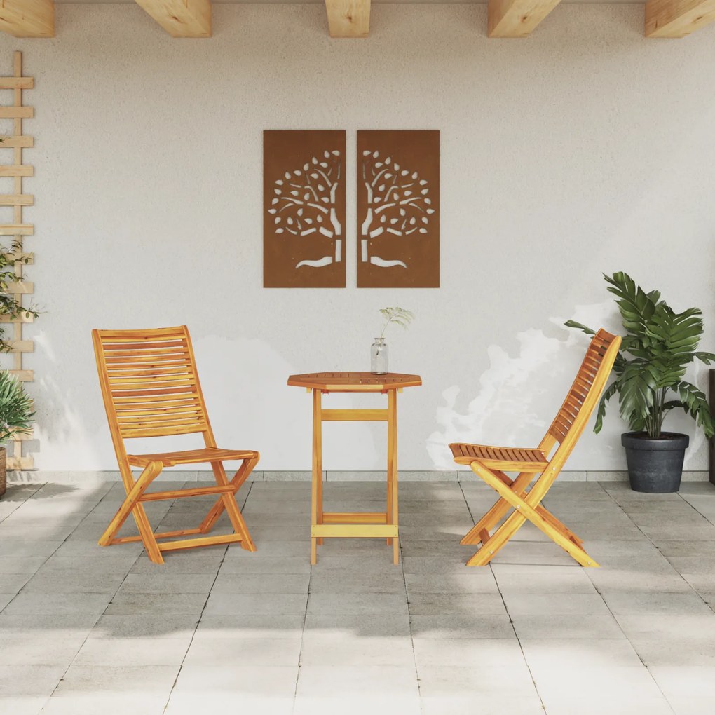 vidaXL 3 Piece Folding Bistro Set Solid Wood Acacia