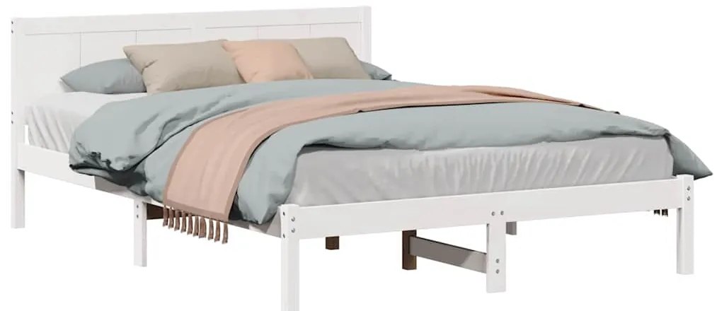 vidaXL Σκελετός Κρεβατιού Λευκό 140 x 200 cm Μασίφ ξύλο πεύκου