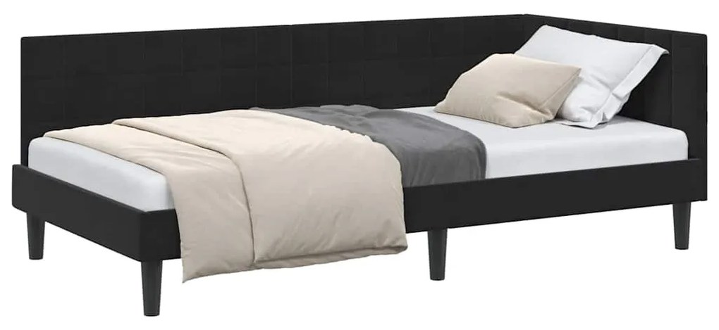 vidaXL Κρεβάτι Γωνίας με κεφαλάρι Μαύρο 100 x 200 cm Βελούδο