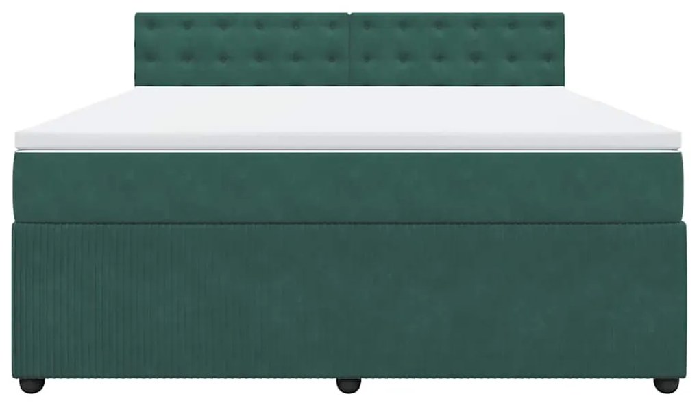 vidaXL Κρεβάτι Boxspring με Στρώμα Σκούρο Πράσινο 180x200εκ. Βελούδινο