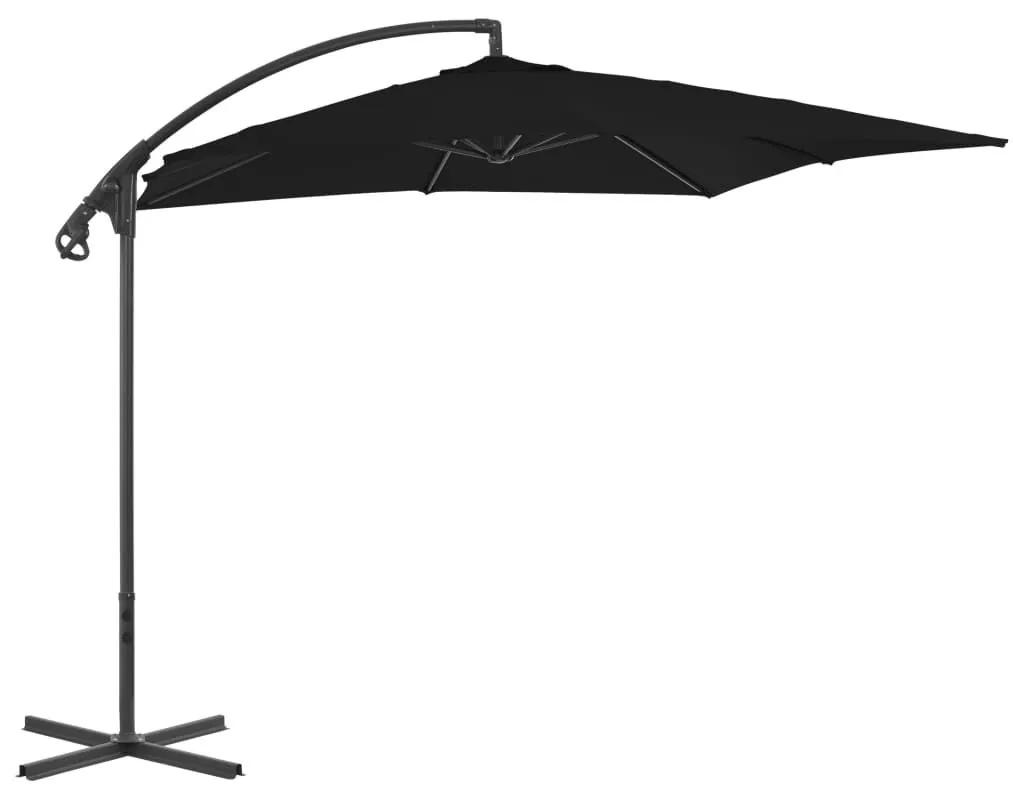 Ομπρέλα Κρεμαστή Μαύρη 250 x 250 εκ. με Ατσάλινο Ιστό - Μαύρο