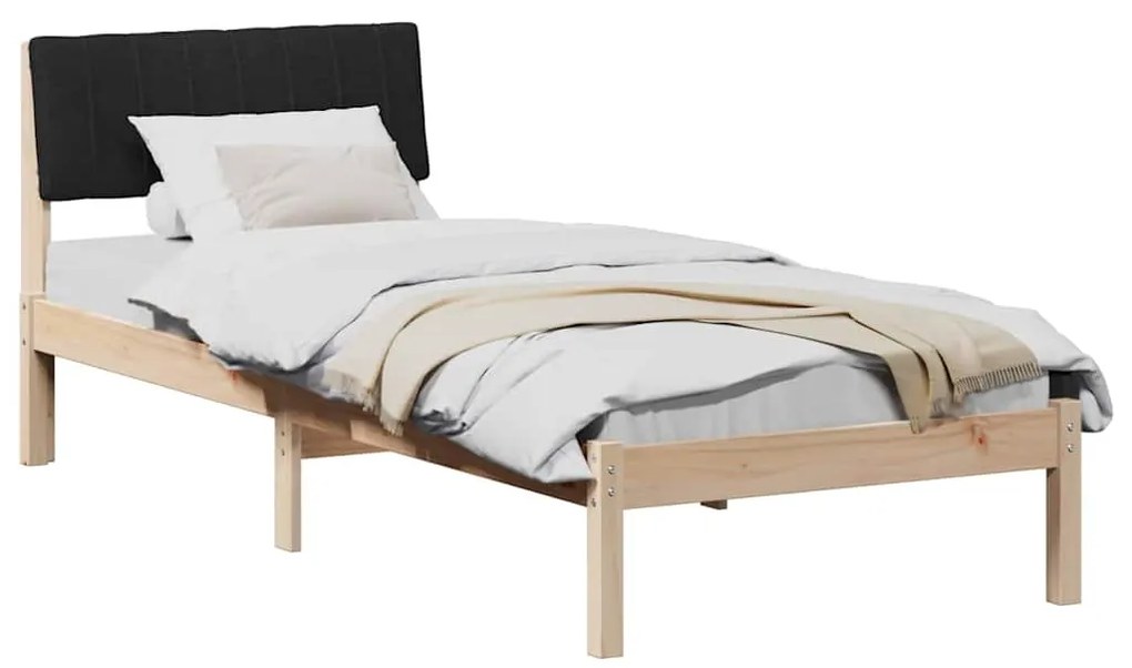 vidaXL Σκελετός Κρεβατιού Καφέ και μαύρο 75 x 190 cm Μασίφ ξύλο πεύκου