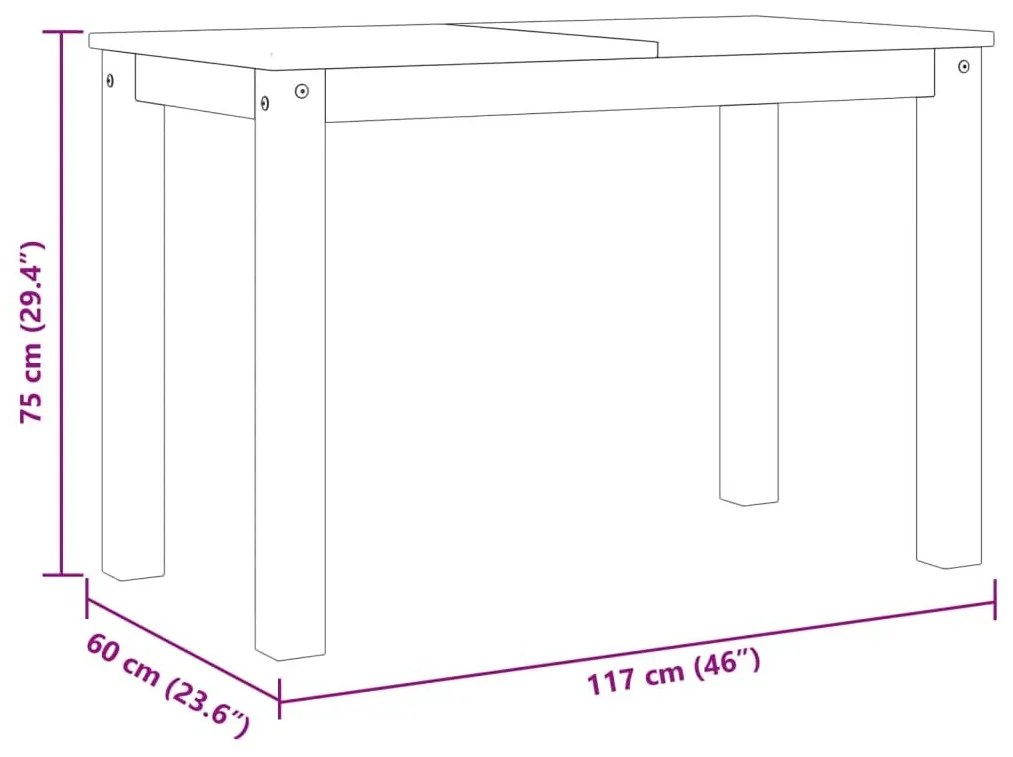 Τραπεζαρία Panama 117 x 60 x 75 εκ. από Μασίφ Ξύλο Πεύκου - Καφέ