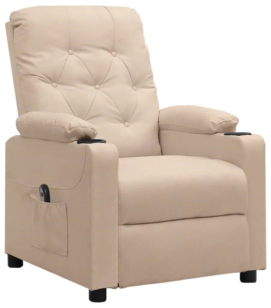 vidaXL Πολυθρόνα Ανακλινόμενη Ηλεκτρική Κρεμ Υφασμάτινη