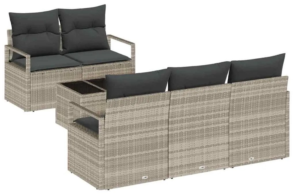 vidaXL Σετ Καναπέ Κήπου 6 pcs Ανοιχτό γκρι 55 x 55 x 37 εκ