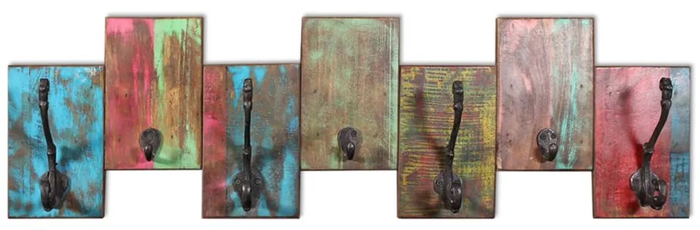 Κρεμάστρα Τοίχου με 7 Άγκιστρα από Μασίφ Ανακυκλωμένο Ξύλο