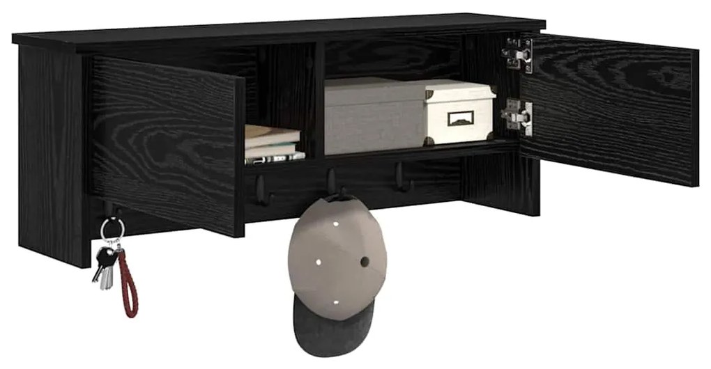 vidaXL Τοίχου Κρεμάστρα Μαύρη δρυς 80 x 20 x 30 cm Επεξεργασμένο ξύλο