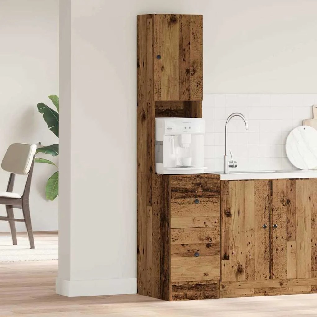 Πλαϊνός πάγκος κουζίνας με συρτάρι Παλιό ξύλο 32 x 50 x 180 εκ.