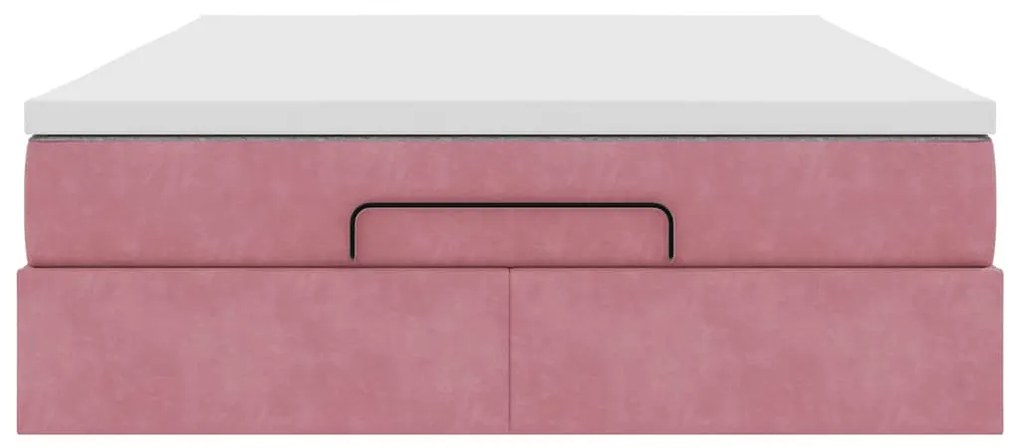 vidaXL Οθωμανικό κρεβάτι με στρώμα ροζ 140x200cm Βελούδο