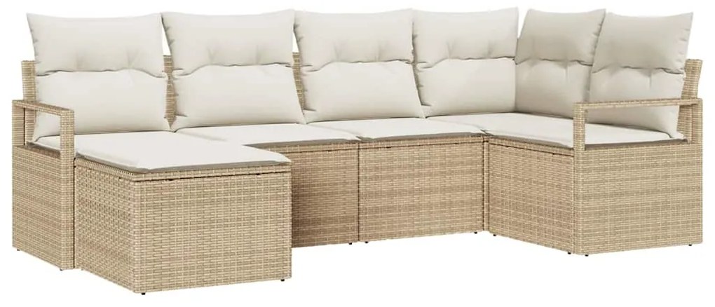 vidaXL Σετ Καναπέ Κήπου 6 pcs Μπεζ, Κρέμα Πολυ rattan, βαμμένο ατσάλι
