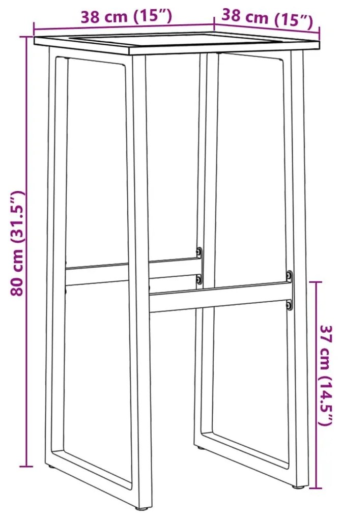 Σκαμπό Μπαρ 4Τεμ. Μαύρα 38x38x80 εκ. Ατσάλι με Ηλ. Βαφή Πούδρας - Μαύρο