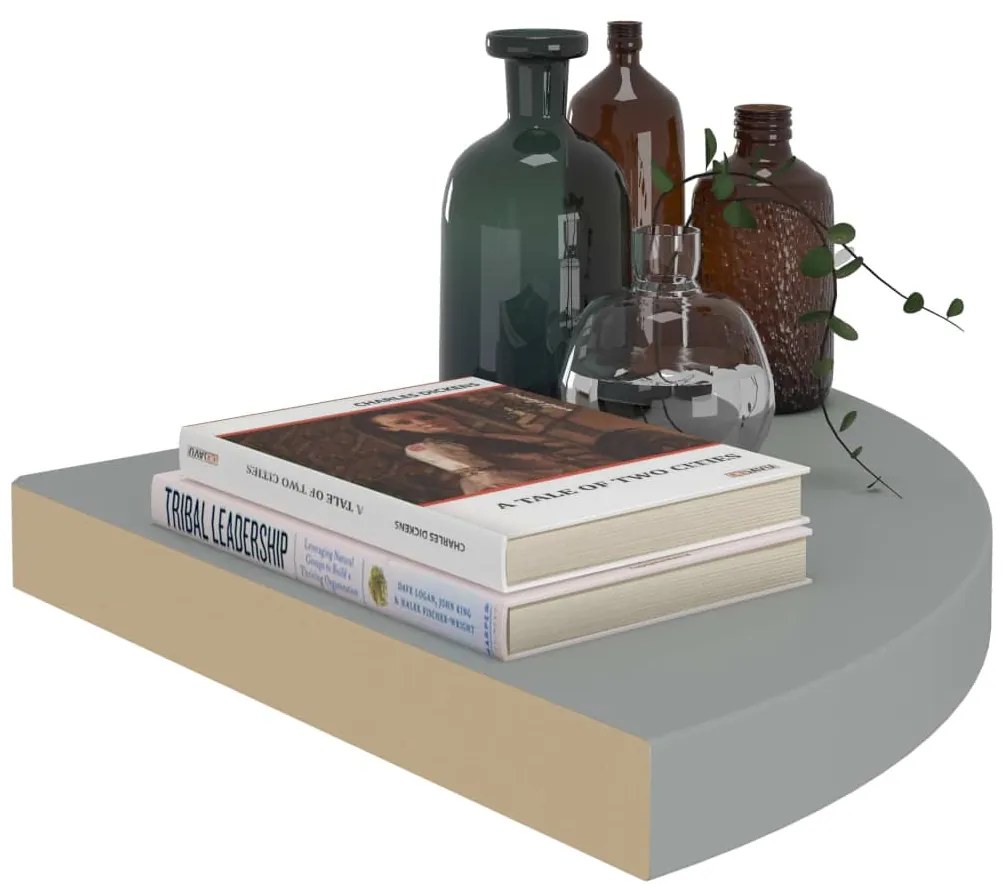vidaXL Ράφια Τοίχου Γωνιακά 2 τεμ. Γκρι 35x35x3,8 εκ. MDF