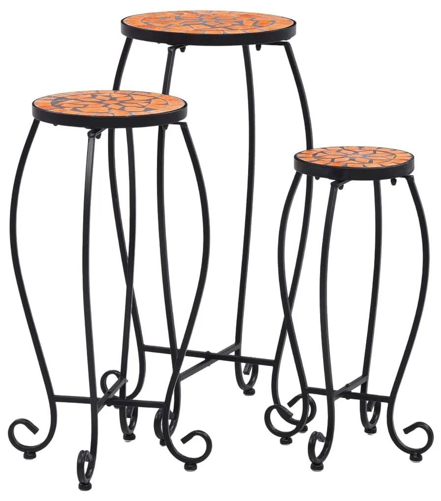 Τραπέζια «Μωσαϊκό» 3 Τεμ. Χρώμα Τερακότα Κεραμικά - Καφέ