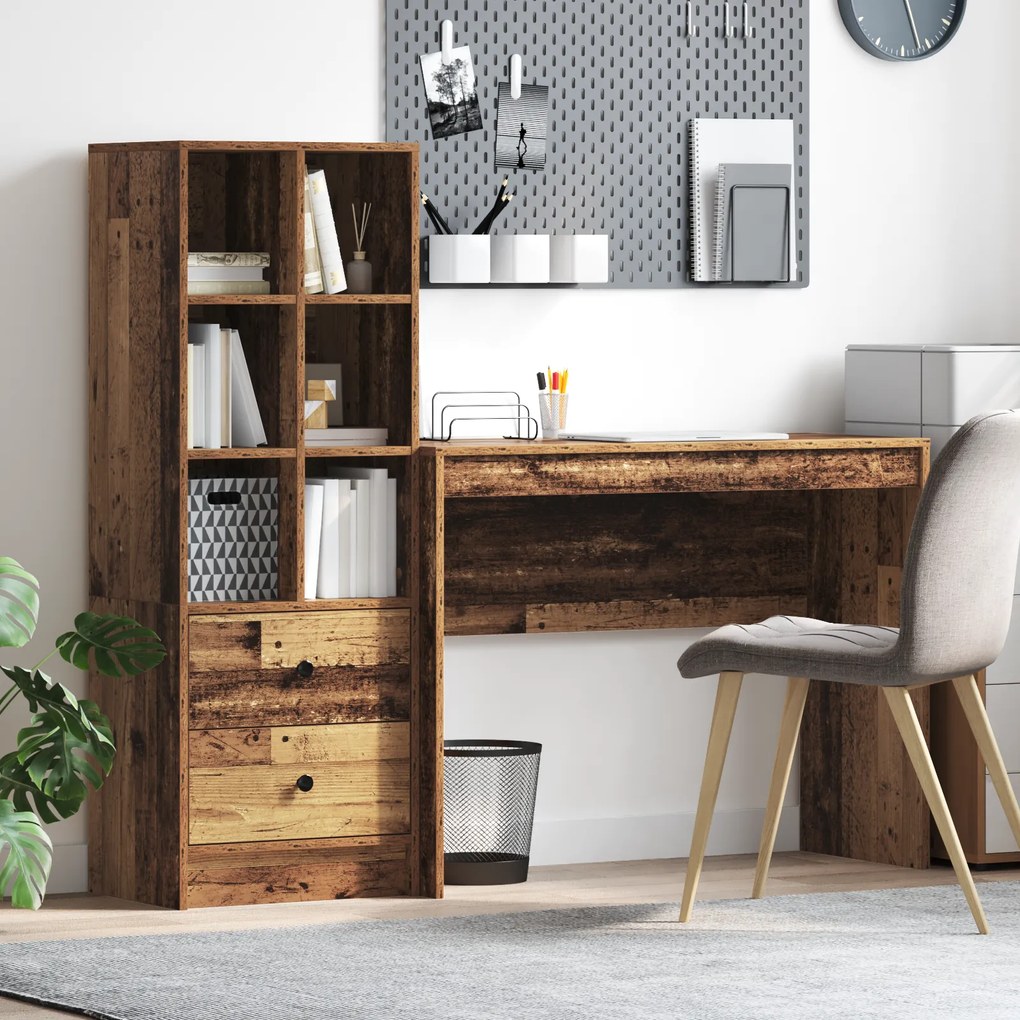 vidaXL Γραφείο με αποθηκευτικό χώρο 2 pcs Παλιό Ξύλο 100 x 40 x 76 εκ.