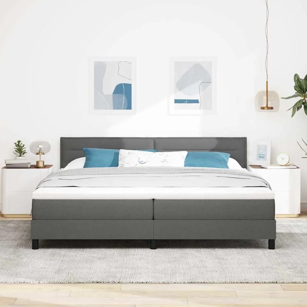 vidaXL Κρεβάτι box spring με στρώμα Σκούρο Γκρι 200 x 200 cm ύφασμα