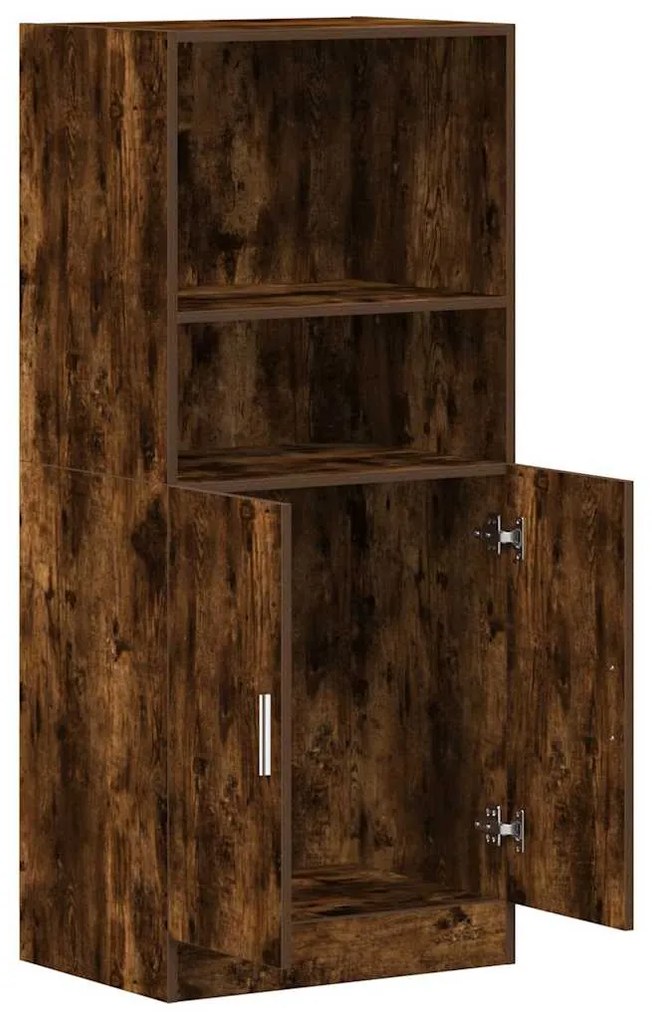 Ντουλάπι Κουζίνας Καπνιστή Δρυς 57x41,5x131,5 εκ. Επεξεργ. Ξύλο - Καφέ