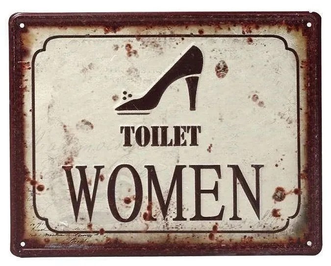 Διακοσμητική Ταμπέλα Toilet Women LOG201 Κόκκινο-Μπεζ 20X25Cm Espiel Μέταλλο