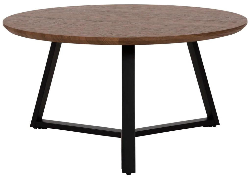 Τραπέζι Σαλονιού Rocket Στρογγυλό MDF Walnut-Μαύρη Σαγρέ Βάση Φ80x42Υ εκ. 80x80x42 εκ.