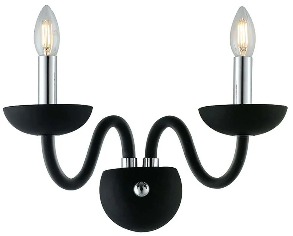 Φωτιστικό Τοίχου - Απλίκα Alfiere I-ALFIERE/AP2 NERO 2xE14 37x26cm Black Luce Ambiente Design Glass