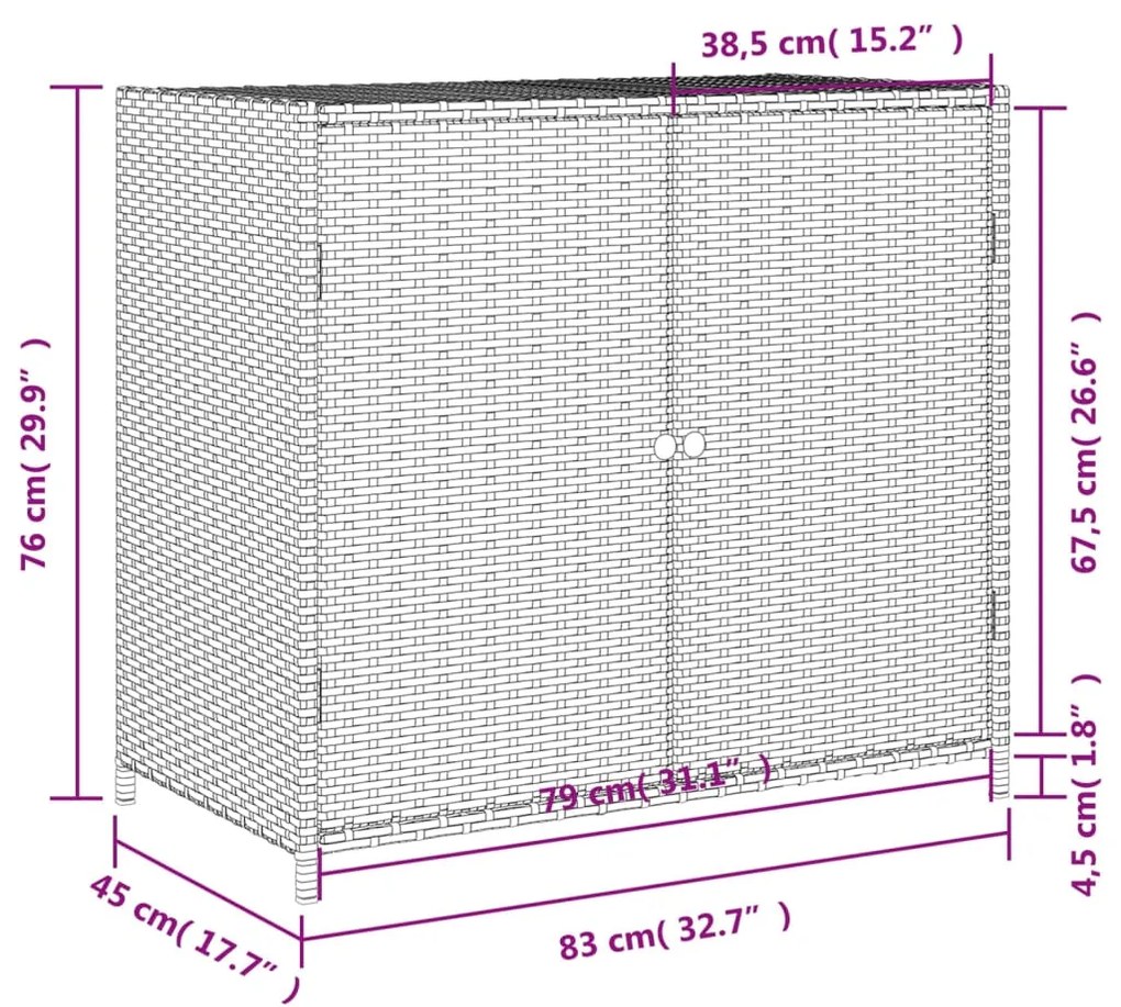 Ντουλάπι Αποθήκευσης Κήπου Beige 83x45x76 εκ. Συνθετικό Ρατάν - Μπεζ