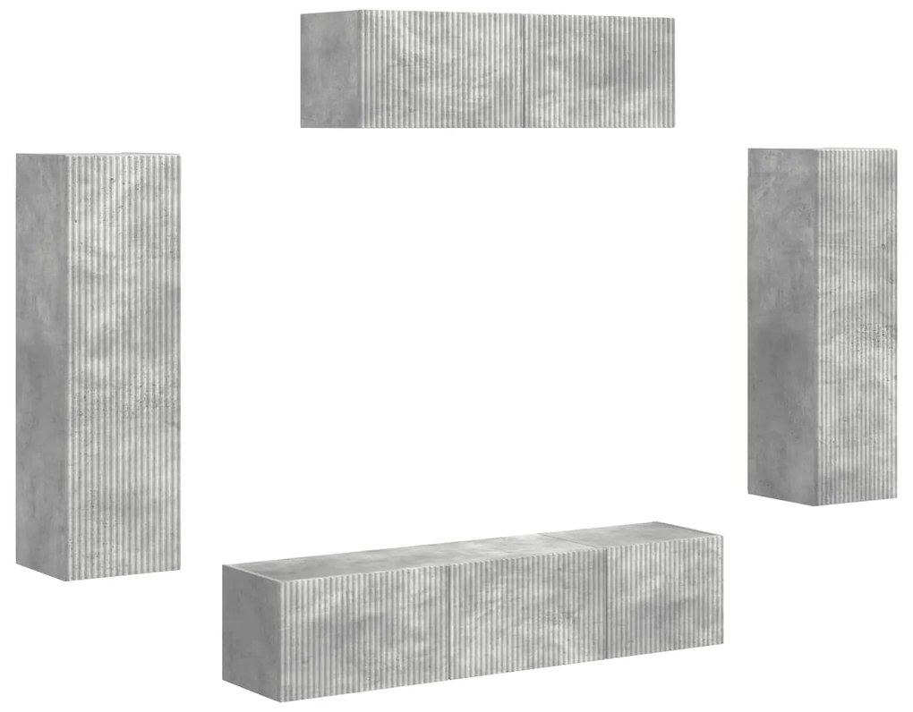 vidaXL Ντουλάπι TV 3 pcs Σκυρόδεμα Γκρι