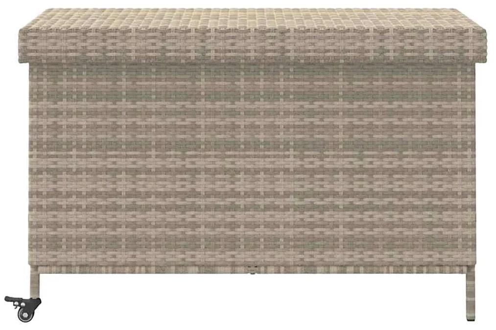 vidaXL Κουτί Αποθήκευσης Κήπου με Ρόδες 110x55x73 εκ. Συνθετικό Ρατάν
