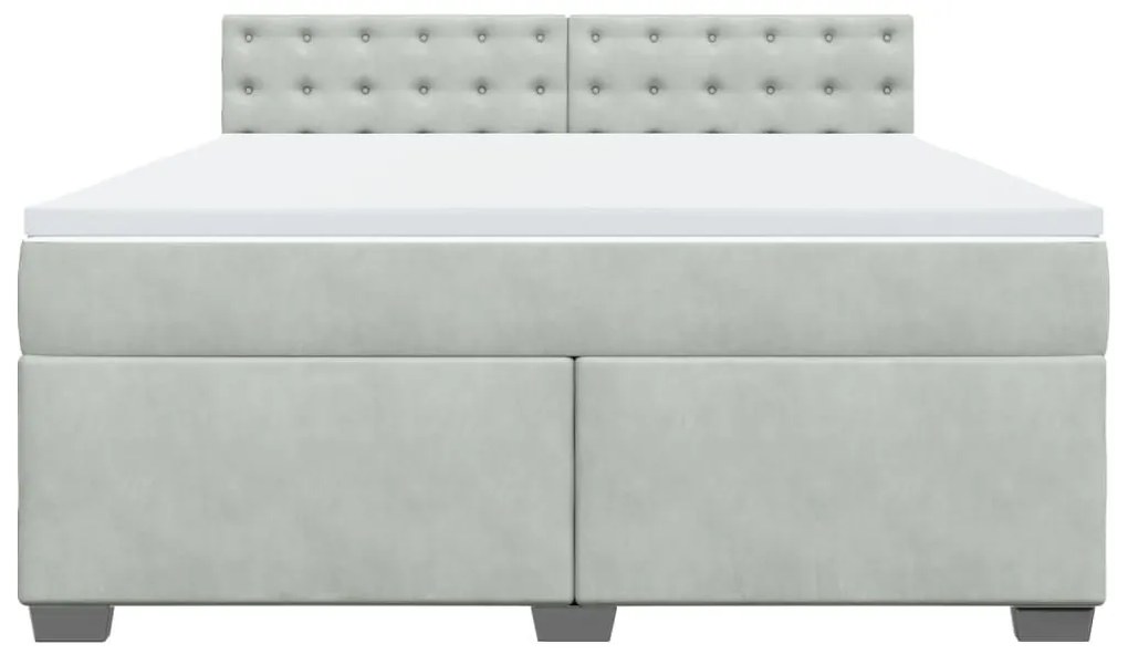 Κρεβάτι Boxspring με Στρώμα Ανοιχτό Γκρι 180x200 εκ. Βελούδινο - Γκρι