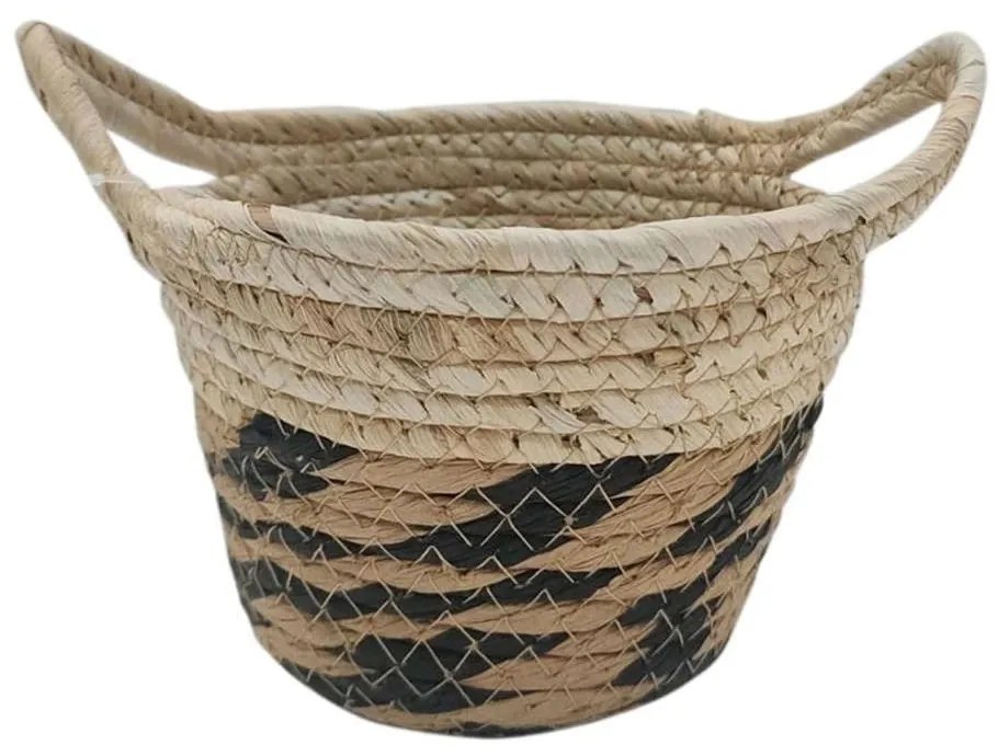 Καλάθι Ριγέ 00.06.61257 19x14,5cm Ψάθινο Natural-Black Mat