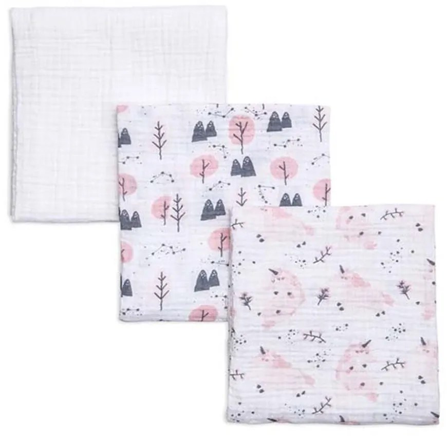 Μουσελίνες (Σετ 3τμχ) Unicorn Multi Funna Baby 75x110cm 100% Βαμβάκι