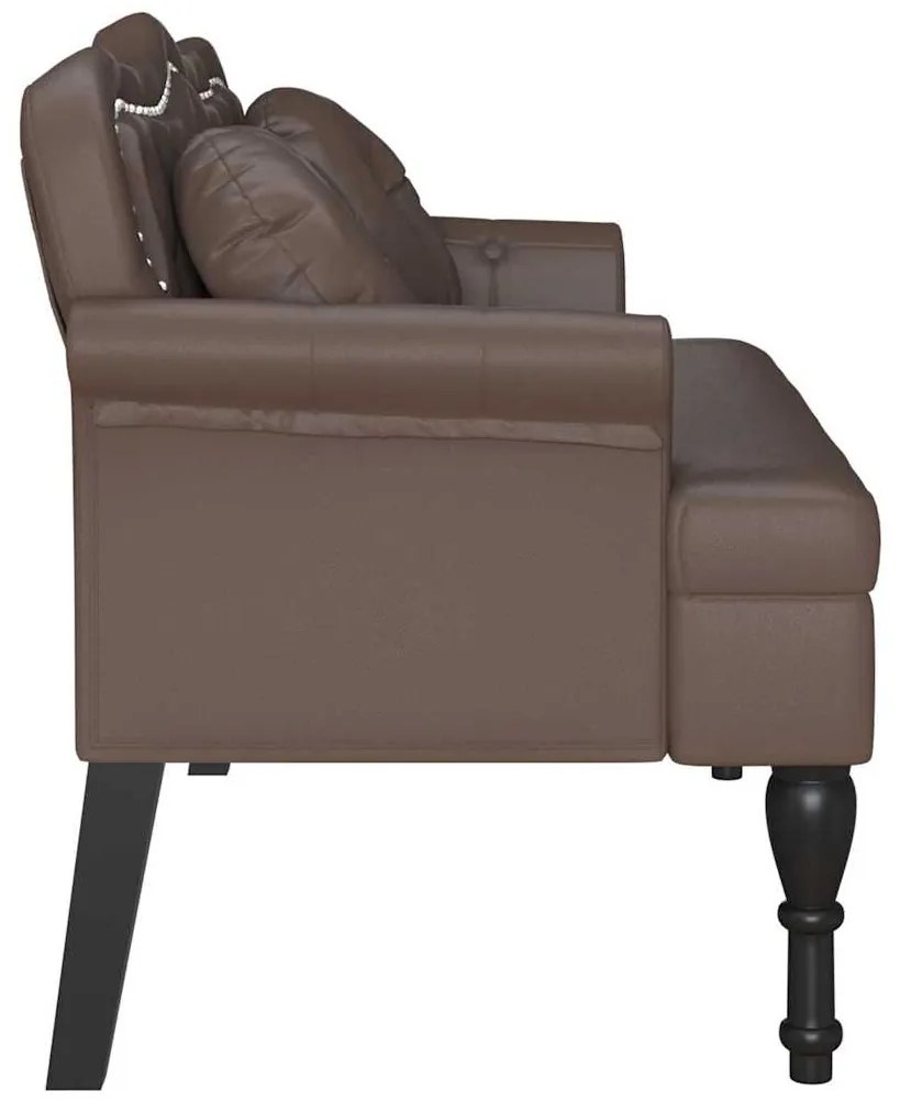 vidaXL Καναπές Chesterfield Καφέ 120,5 x 65 x 75 εκ. Τεχνητό Δέρμα