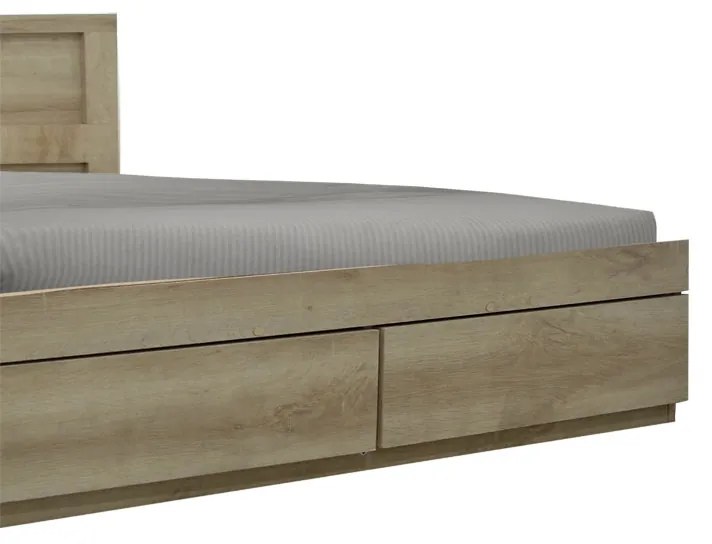 Κρεβάτι διπλό Nalos pakoworld με συρτάρι castillo-oak 140x200εκ - 123-000206