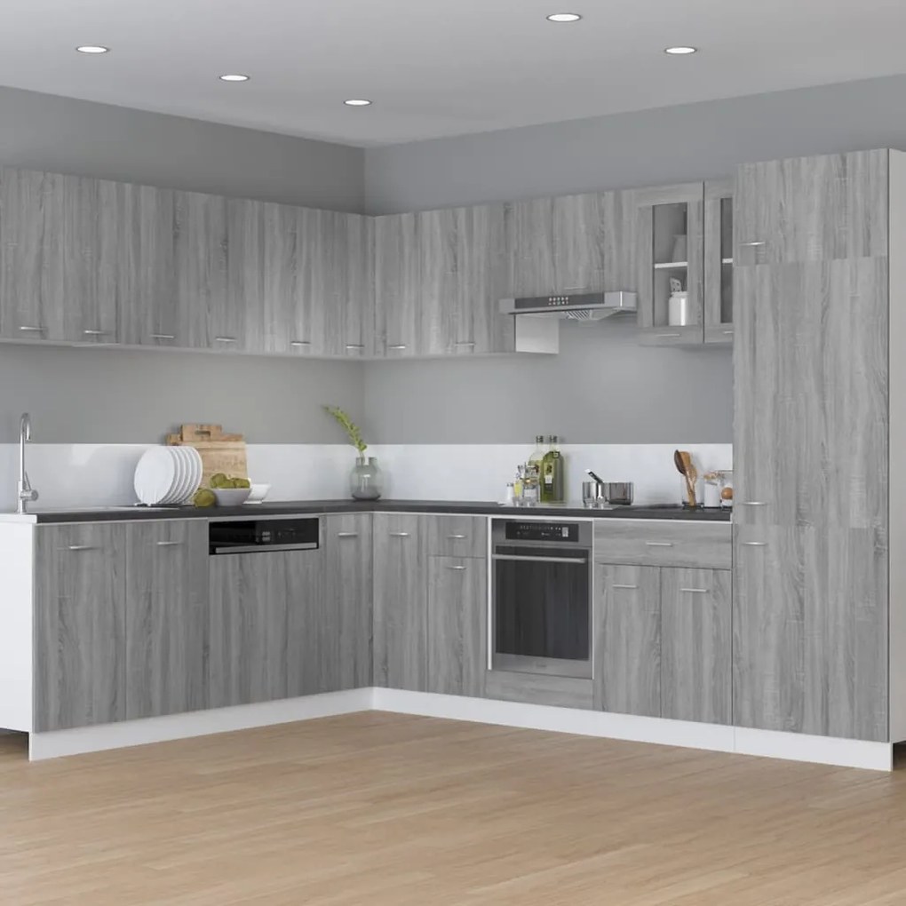 vidaXL Ντουλάπι Φούρνου "Riga" Γκρι Sonoma 60x46x81,5 εκ. από Τεχνητό Ξύλο