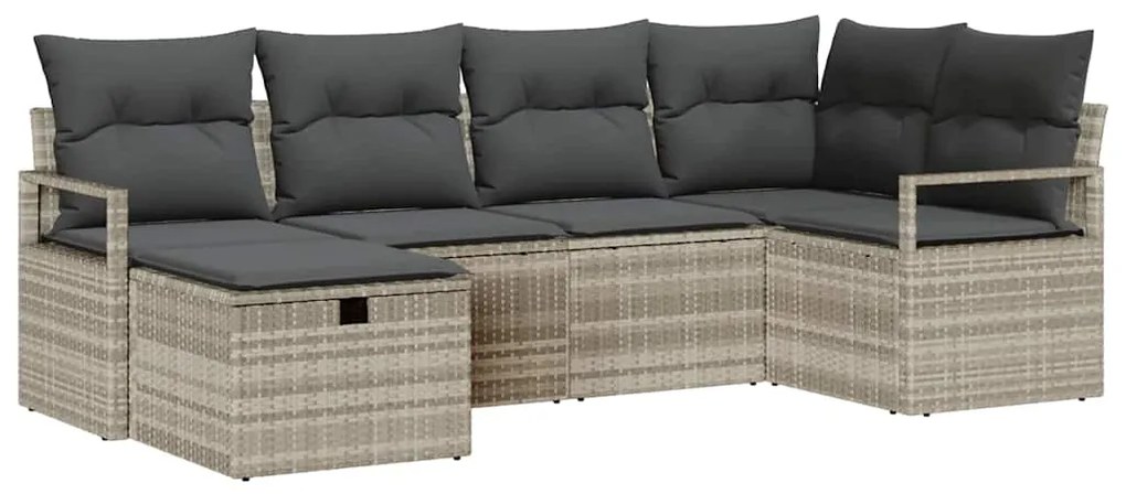 vidaXL Σετ Καναπέ Κήπου με μαξιλάρι 6 pcs Ανοιχτό γκρι συνθετικό ρατάν