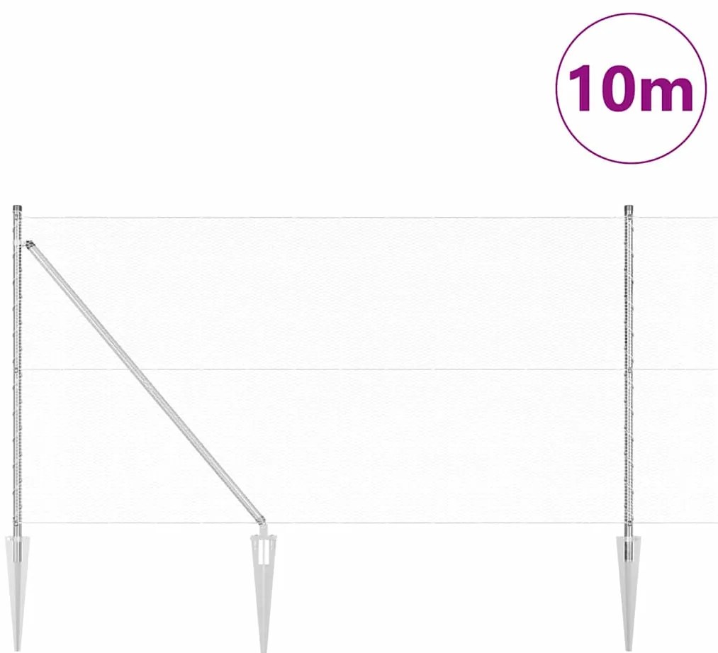 vidaXL Φράχτης με Στήλες. Ασημί 1.4 x 10 m Ατσάλι με επικάλυψη PVC