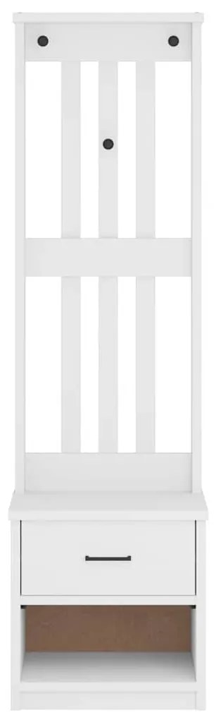 vidaXL Δέντρο χωλ SANDNES Λευκό 45x40x159,5 εκ. Πεύκο μασίφ ξύλο