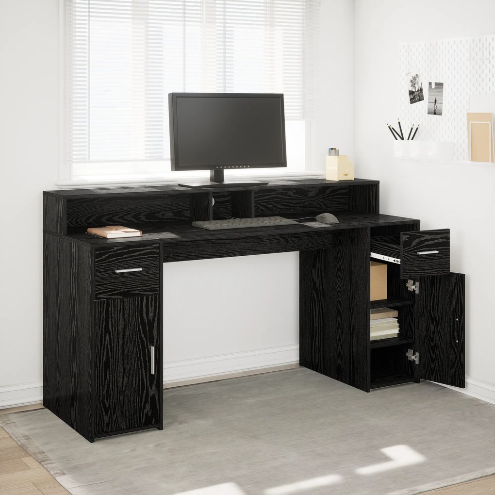 vidaXL Γραφείο Μαύρης Δρυός 160x55x91 εκ. Επεξεργασμένο Ξύλο
