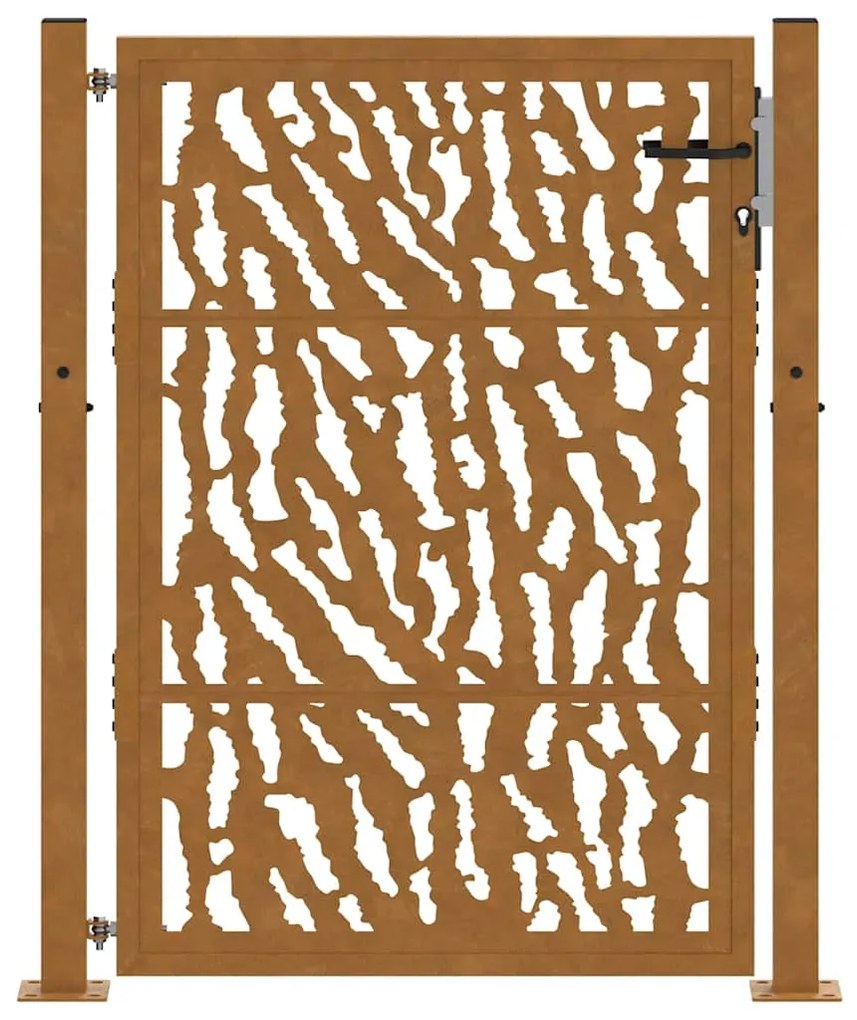 vidaXL Πύλη κήπου 105x130 cm από διαβρωμένο χάλυβα με σχεδιασμό ίχνους