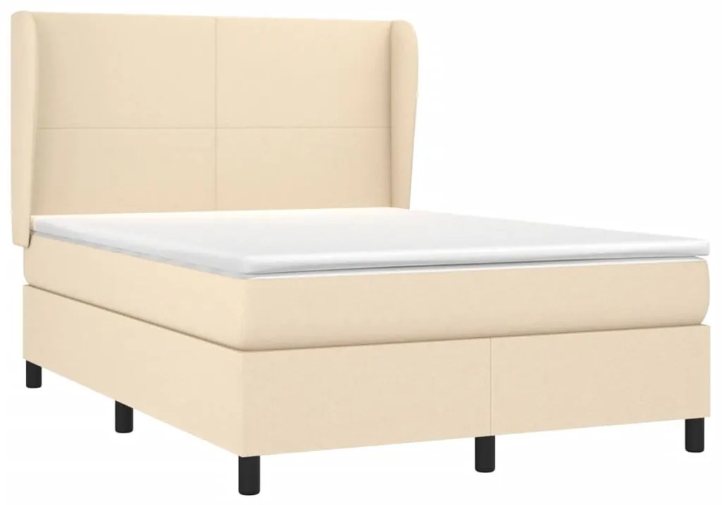 vidaXL Κρεβάτι Boxspring με Στρώμα Κρεμ 140x200 εκ. Υφασμάτινο