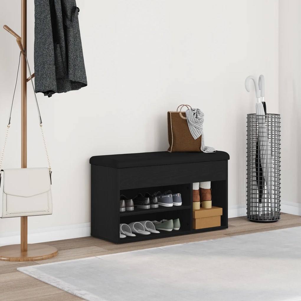 vidaXL Παγκάκι Αποθήκευσης Μαύρο Δρυς 80x30x45 εκ. Συνθετικό Ξύλο