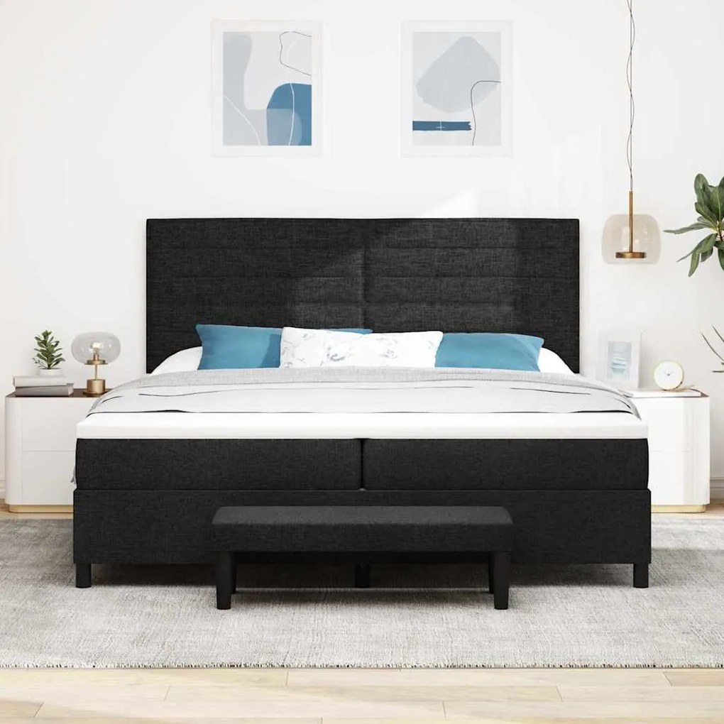 vidaXL Κρεβάτι με ελατήρια με στρώμα Μαύρο 200 x 200 cm ύφασμα