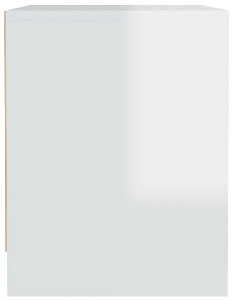 vidaXL Κομοδίνο Γυαλιστερό Λευκό 45 x 34 x 44,5 εκ. Επεξεργασμένο Ξύλο