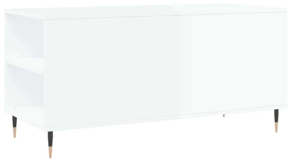 Τραπεζάκι Σαλονιού Γυαλ. Λευκό 102x44,5x50 εκ. Επεξεργ. Ξύλο - Λευκό