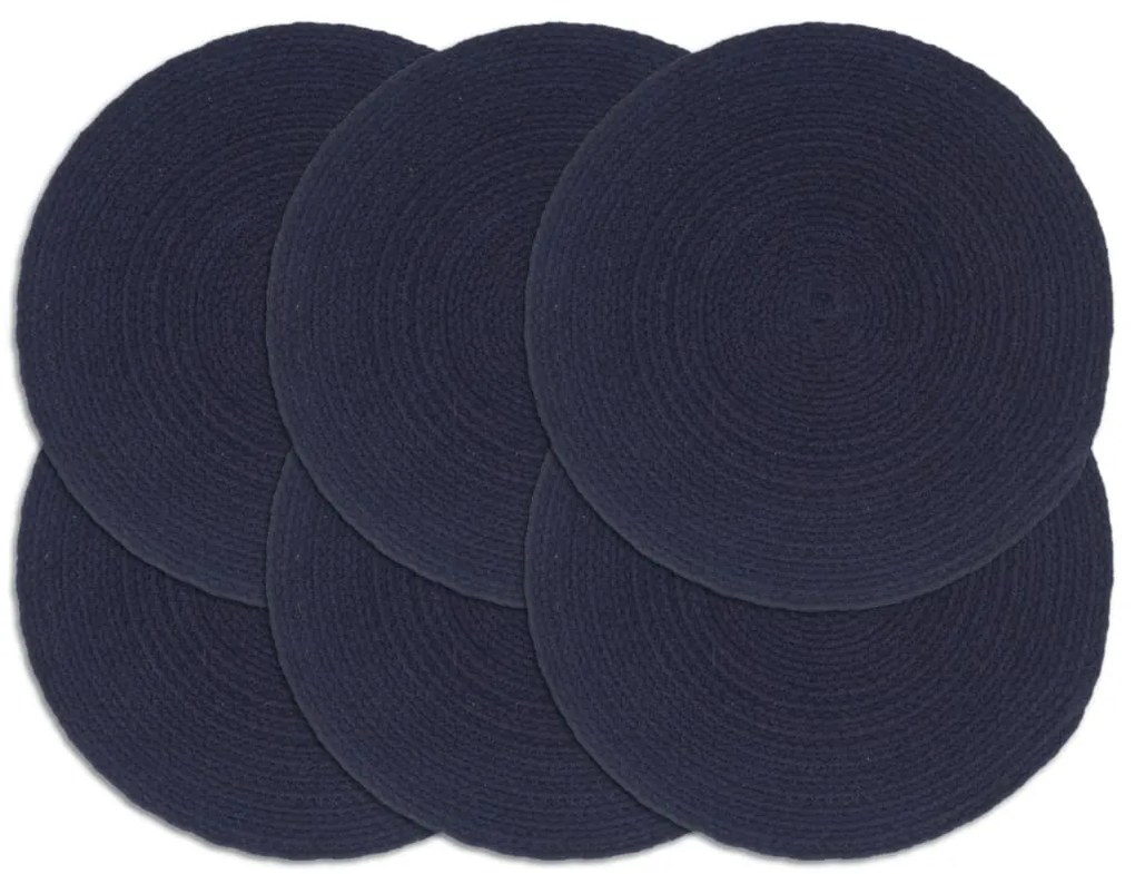 Σουπλά Στρογγυλά Απλά 6 τεμ. Ναυτικό Μπλε 38 εκ. Βαμβακερά