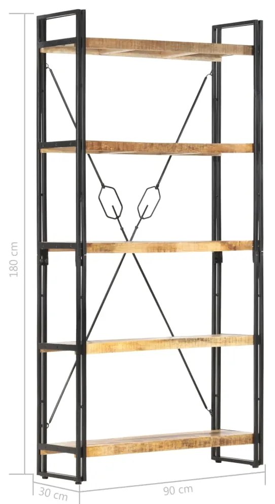 vidaXL Βιβλιοθήκη με 5 Επίπεδα 90 x 30 x 180 εκ. από Μασίφ Ξύλο Μάνγκο
