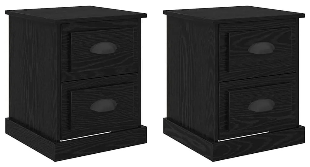 vidaXL Κομοδίνο 2 pcs Μαύρη δρυς 39 x 39 x 47.5 εκ Επεξεργασμένο ξύλο
