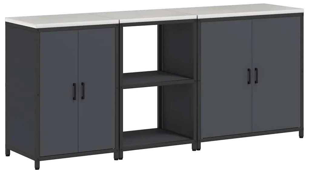 vidaXL Σετ Αποθήκευσης Κουζίνας με ράφι 3 pcs Ανθρακί 210 x 50 x 92 εκ